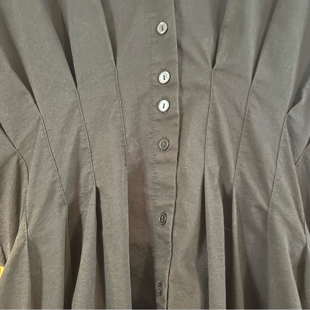 Anthropologie Exquise Tobie Mini Shirt Dress Black Pintuck Poplin XL - Picture 2 of 7